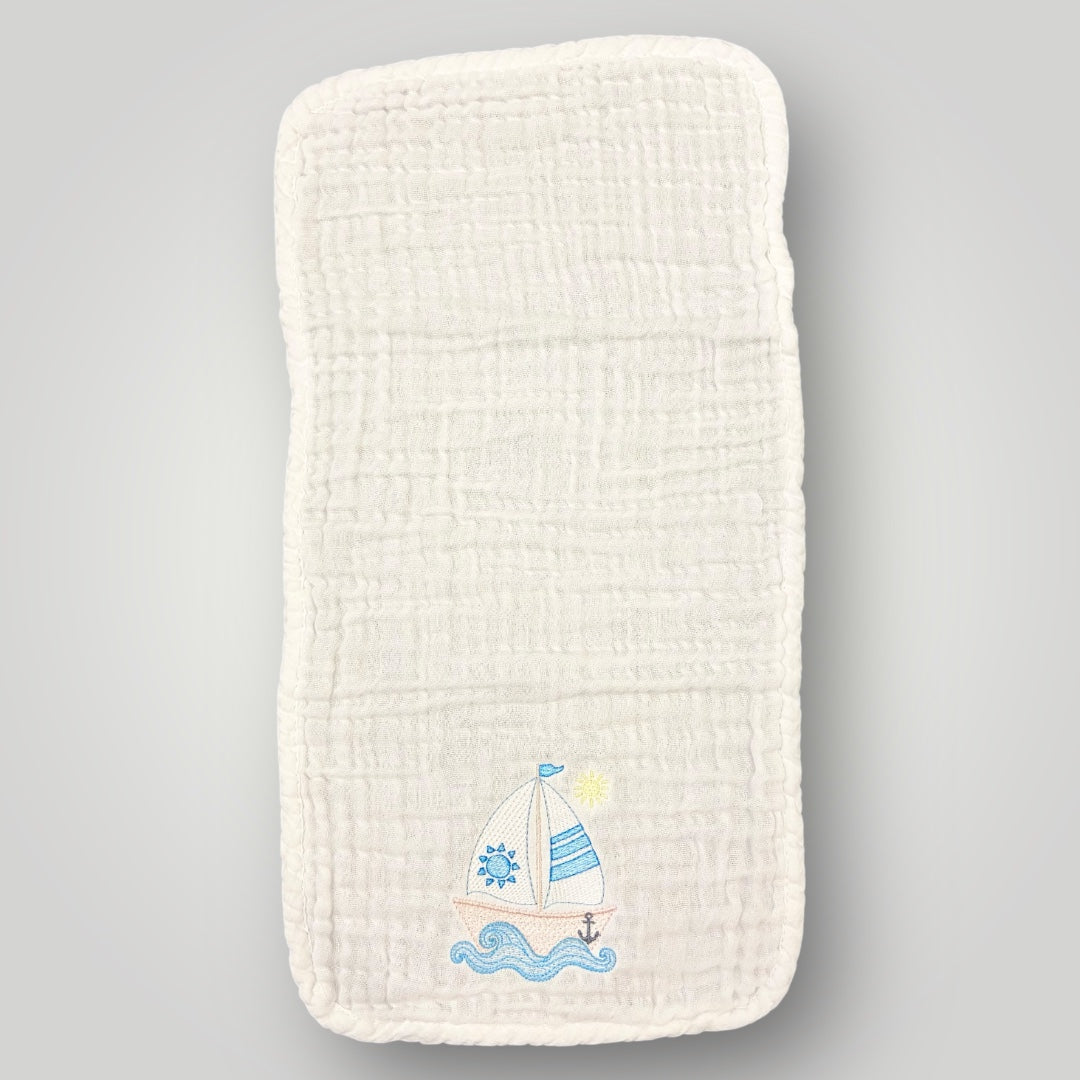 Sailboat & Sun - Burp Cloth