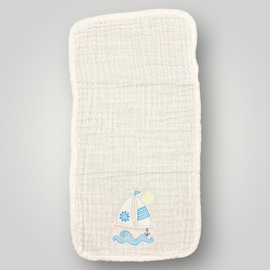 Sailboat & Sun - Burp Cloth