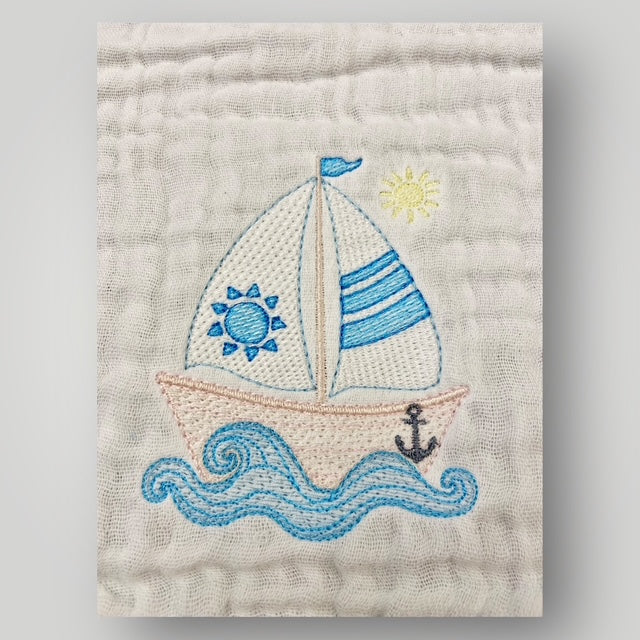 Sailboat & Sun - Burp Cloth