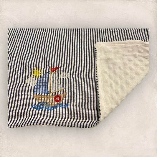 Sailing Minky Blanket - Navy
