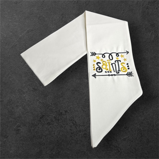 Saints Celebration wreath sash from The Manor Collection