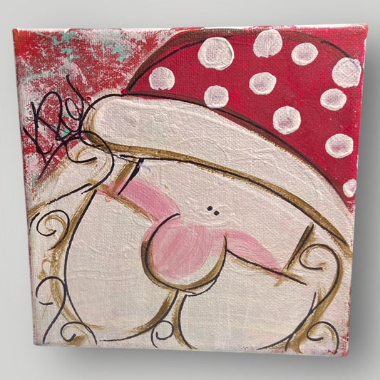 Santa Art Canvas with Polka Dots & White/Red Stripes - Heartfelt Traditions