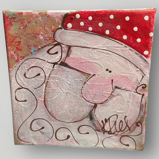 Santa Art Canvas with Polka Dots & Green Stripes - Heartfelt Traditions