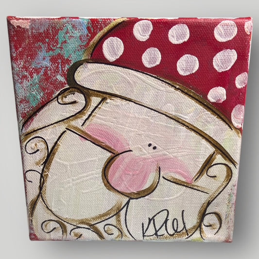 Santa Art Canvas with Polka Dots & Red Stripes - Heartfelt Traditions