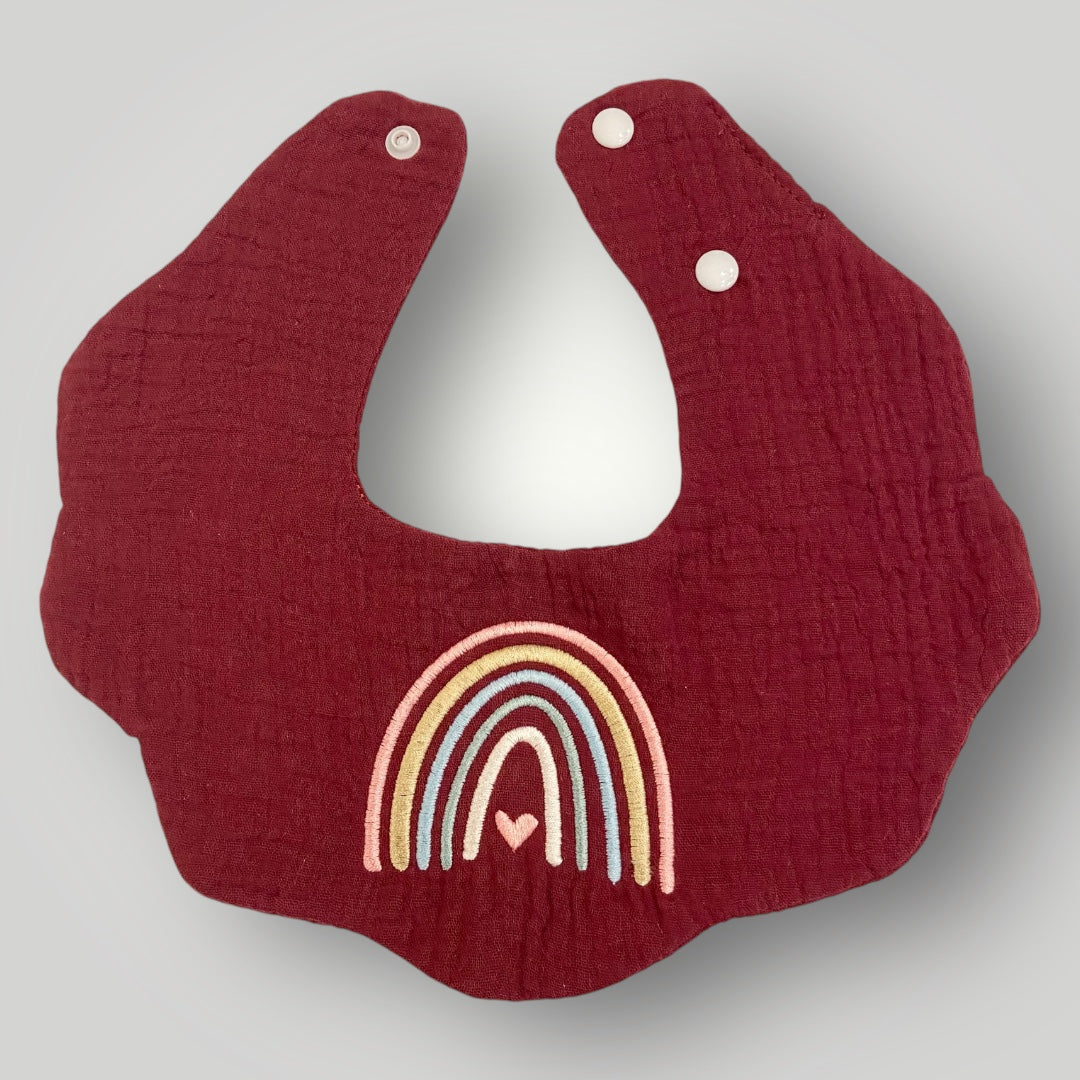 Scalloped Boho Bib - Rainbow and Heart
