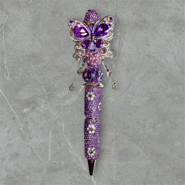 Shimmering in Purple beaded pen with purple beads and shimmering accents