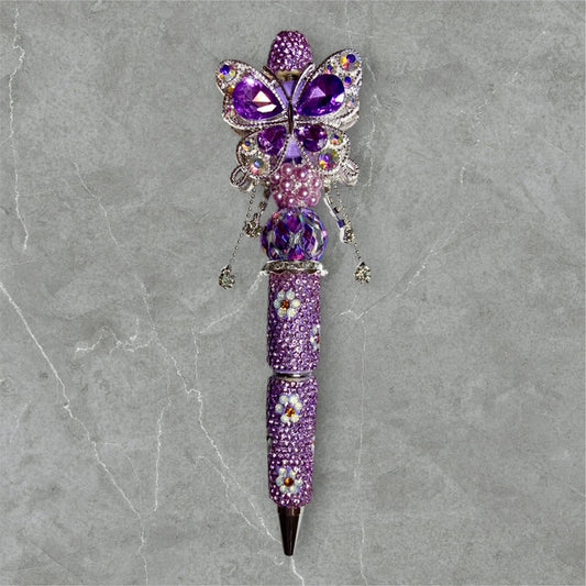 Shimmering in Purple beaded pen with purple beads and shimmering accents