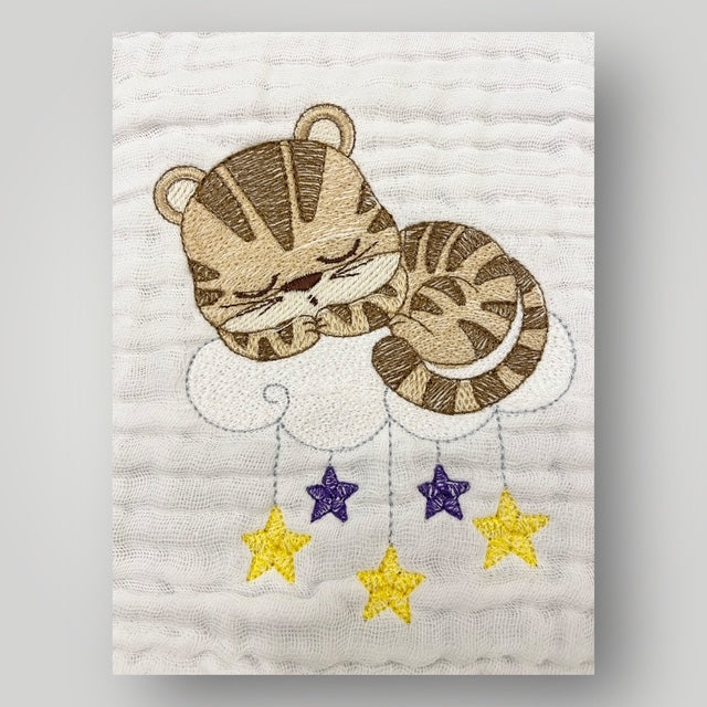 Sleeping Tiger Cub on Cloud - Burp Cloth