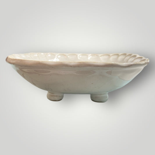 Small Square Bowl with Feet - High Cotton - Fingerprint Pottery
