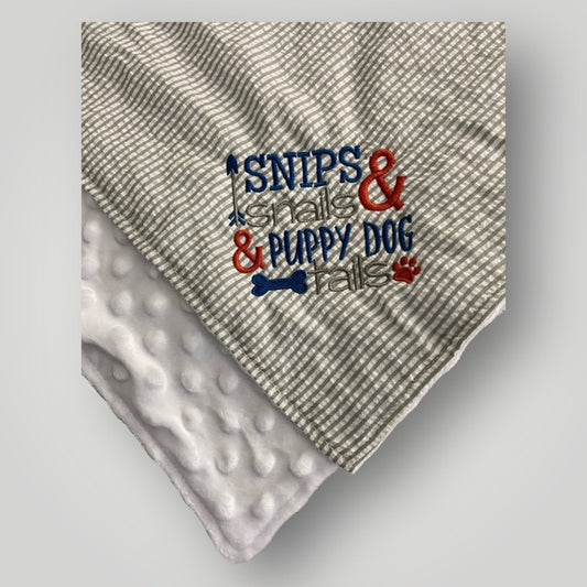 Snips & Snails & Puppy Dog Tails Minky Blanket - Gray