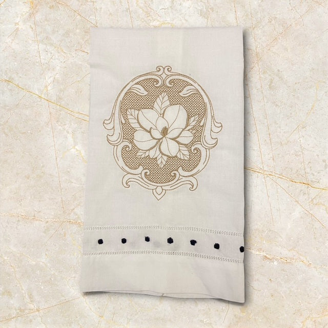 Southern Magnolia Crest - Embossed/Embroidered Hand Towel