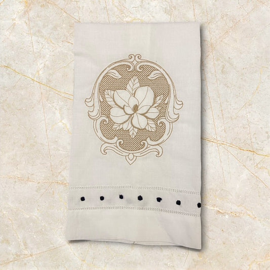 Southern Magnolia Crest - Embossed/Embroidered Hand Towel