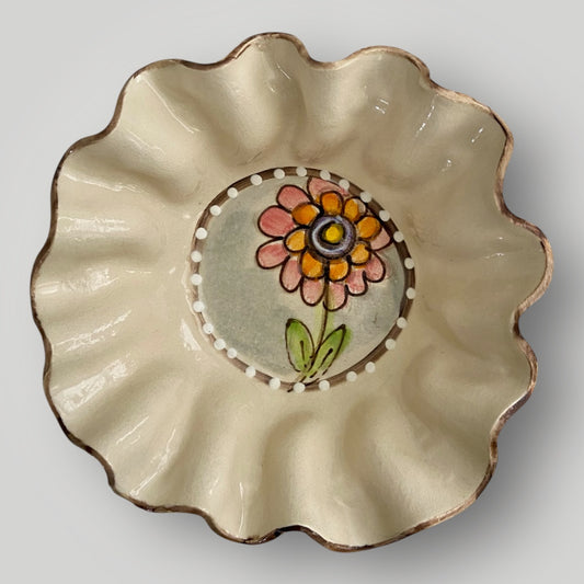Spring Line - Ruffle Bowl with Flower - Heartfelt Traditions Pottery