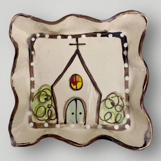 Square Ruffle Tray - Church - Heartfelt Traditions Pottery
