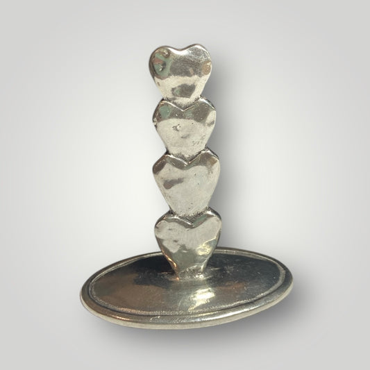 Stacked Hearts Ring Holder - Pewter - RGH44