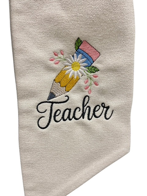 Teacher - Pencil & Daisy Wreath Sash and Wreath - The Manor Sash Collection