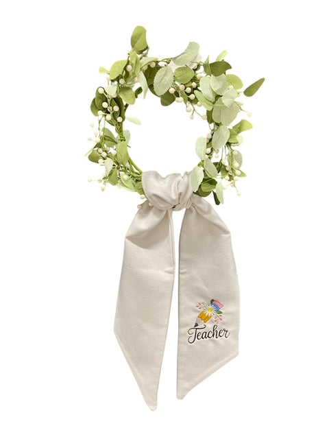 Teacher - Pencil & Daisy Wreath Sash and Wreath - The Manor Sash Collection