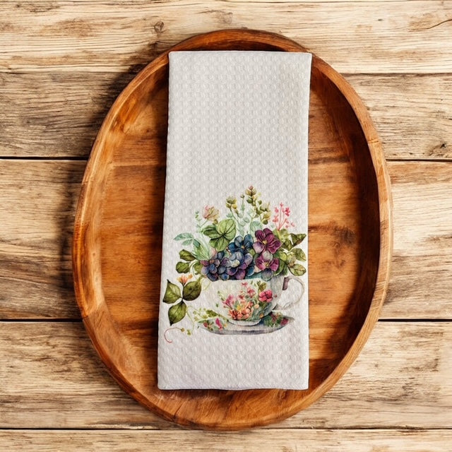 Teacup Kitchen Waffle Towel