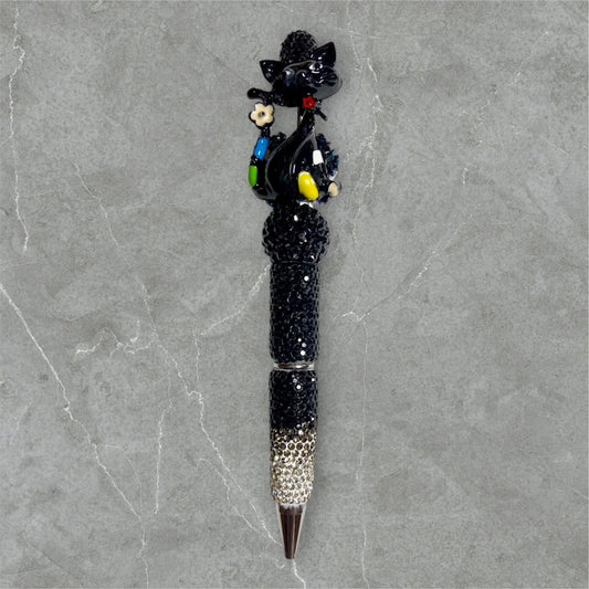 The Sophisti?Cat beaded pen with cat charm and jewel?tone beads