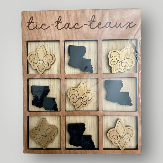 Tic Tac Teaux Board - Black & Gold - Louisiana vs Fleur de lis