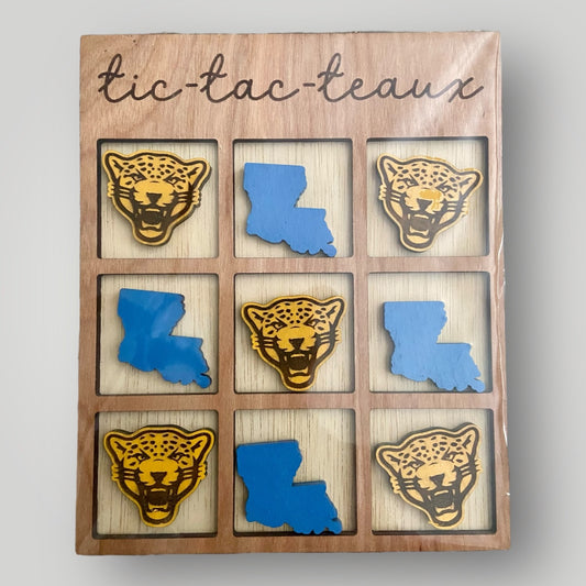 Tic Tac Teaux Board - Blue and Gold Louisiana Jaguars