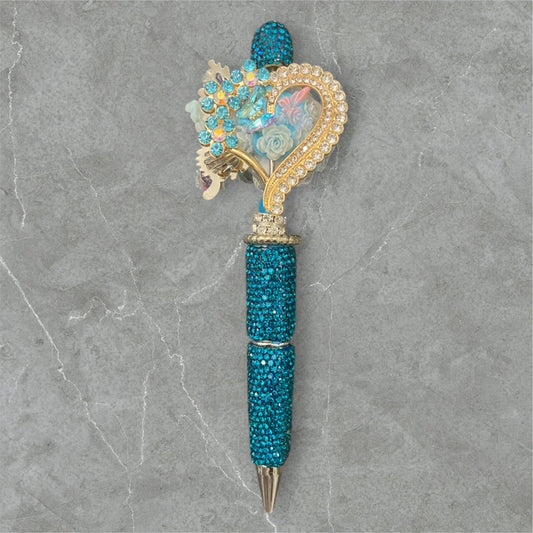 Teal Love Beaded Pen