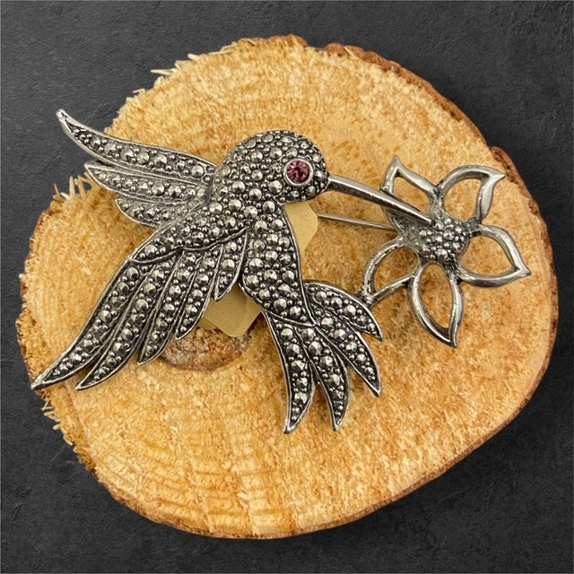 Vintage Silver Hummingbird - The Manor Brooch Collection