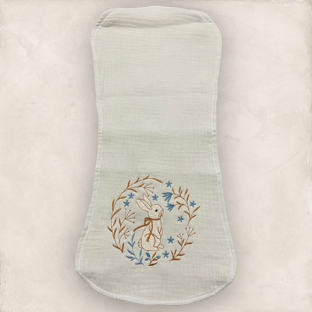 Vintage Rabbit Burp Cloth - Soft Blue