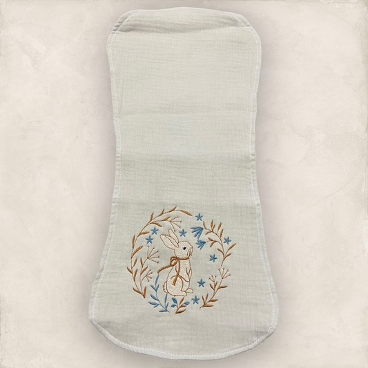 Vintage Rabbit Burp Cloth - Soft Blue