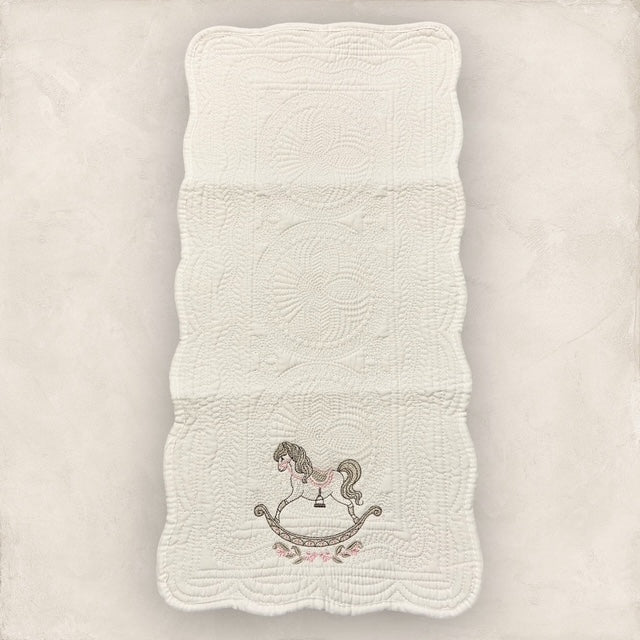 Vintage Rocking Horse Heirloom Quilt Set in Pink - (3 pcs)