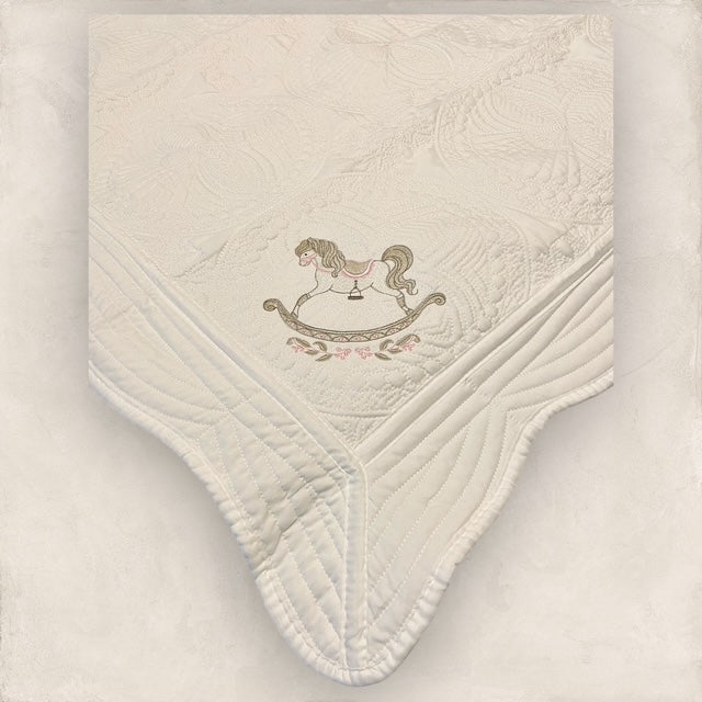 Vintage Rocking Horse Heirloom Quilt Set in Pink - (3 pcs)