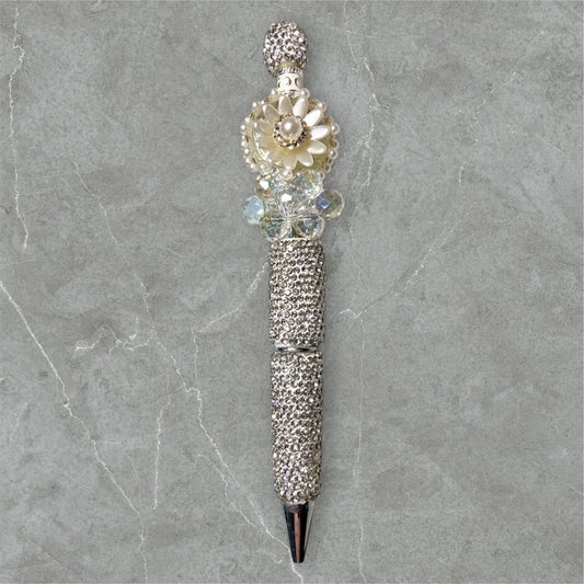 White Petal Luxe Beaded Pen