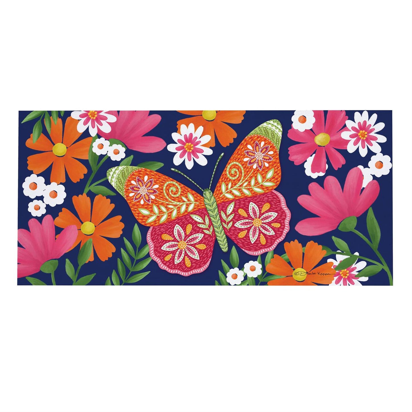 Bloom and Burst Butterfly Sassafras Switch Mat alternate angle showing floral details