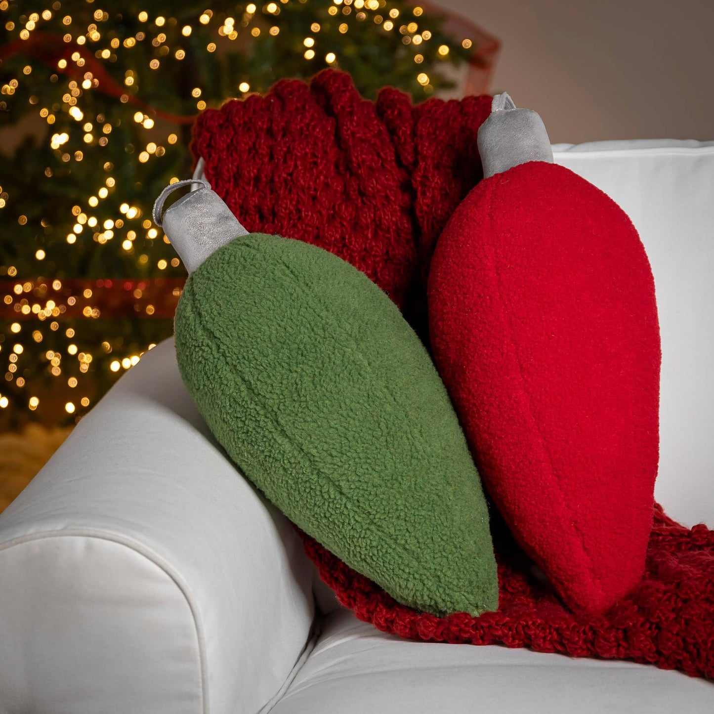 Christmas Bulb Shaped Pillow — Plush Holiday Accent