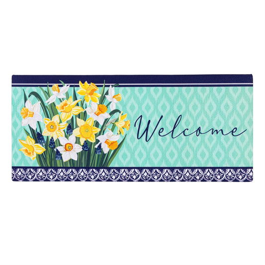 Delft Daffodil Switch Mat alternate angle showing floral pattern