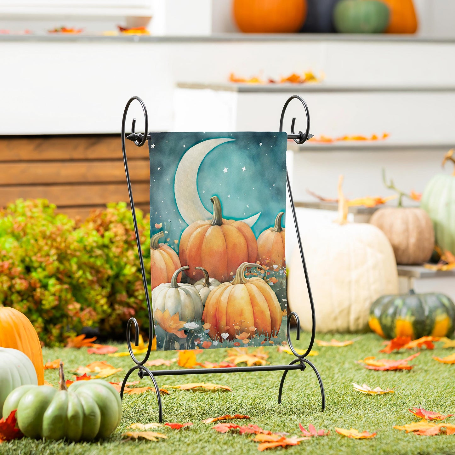 Pumpkin Patch Watercolor - Flag
